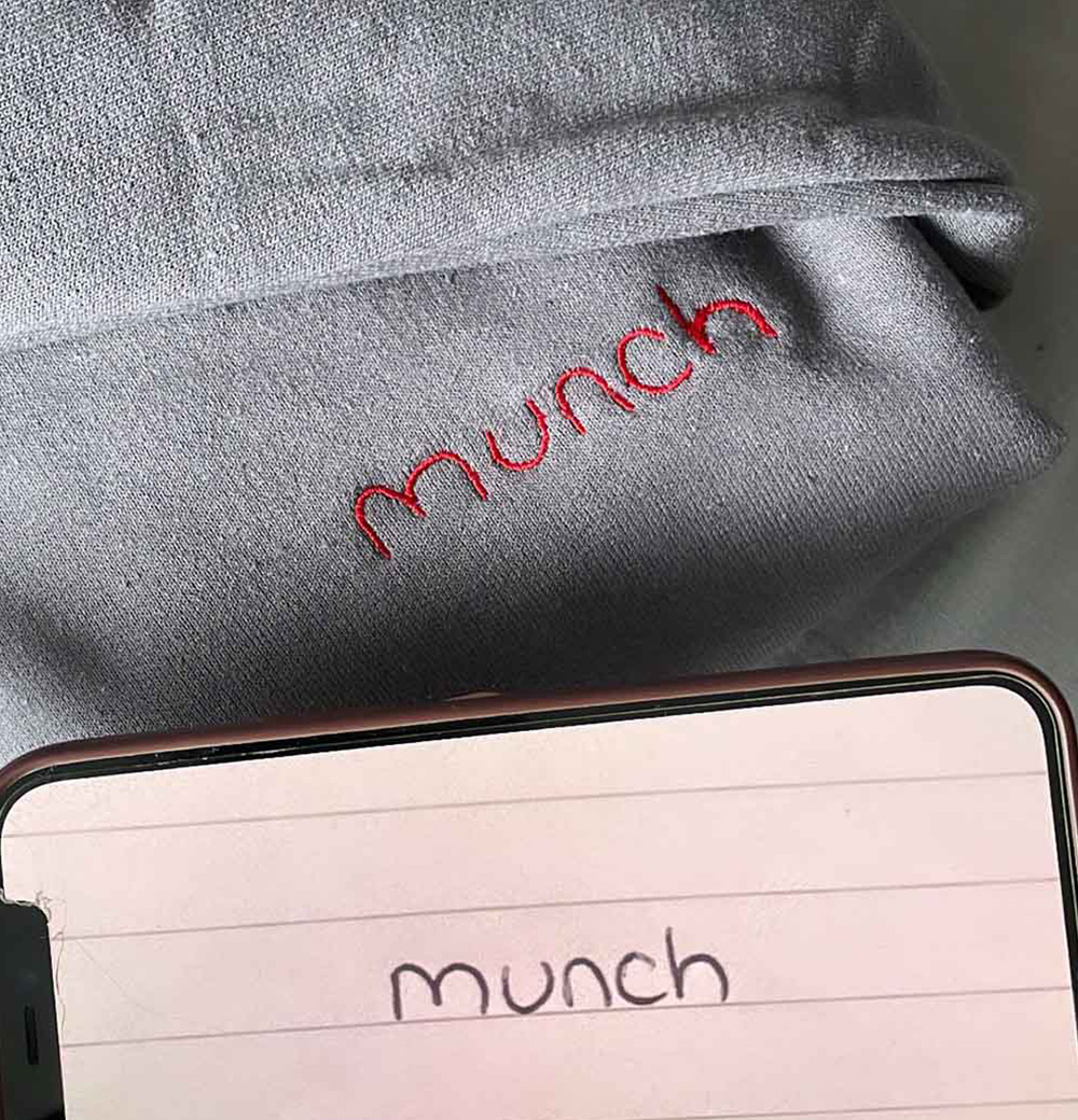 Handwriting Embroidered Hoodie Sweatshirt