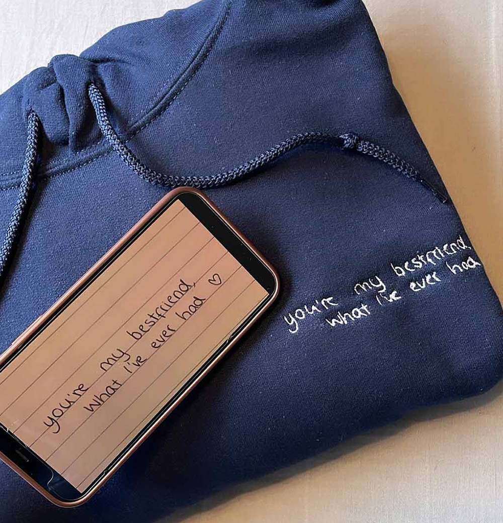 Handwriting Embroidered Hoodie Sweatshirt - Image 4