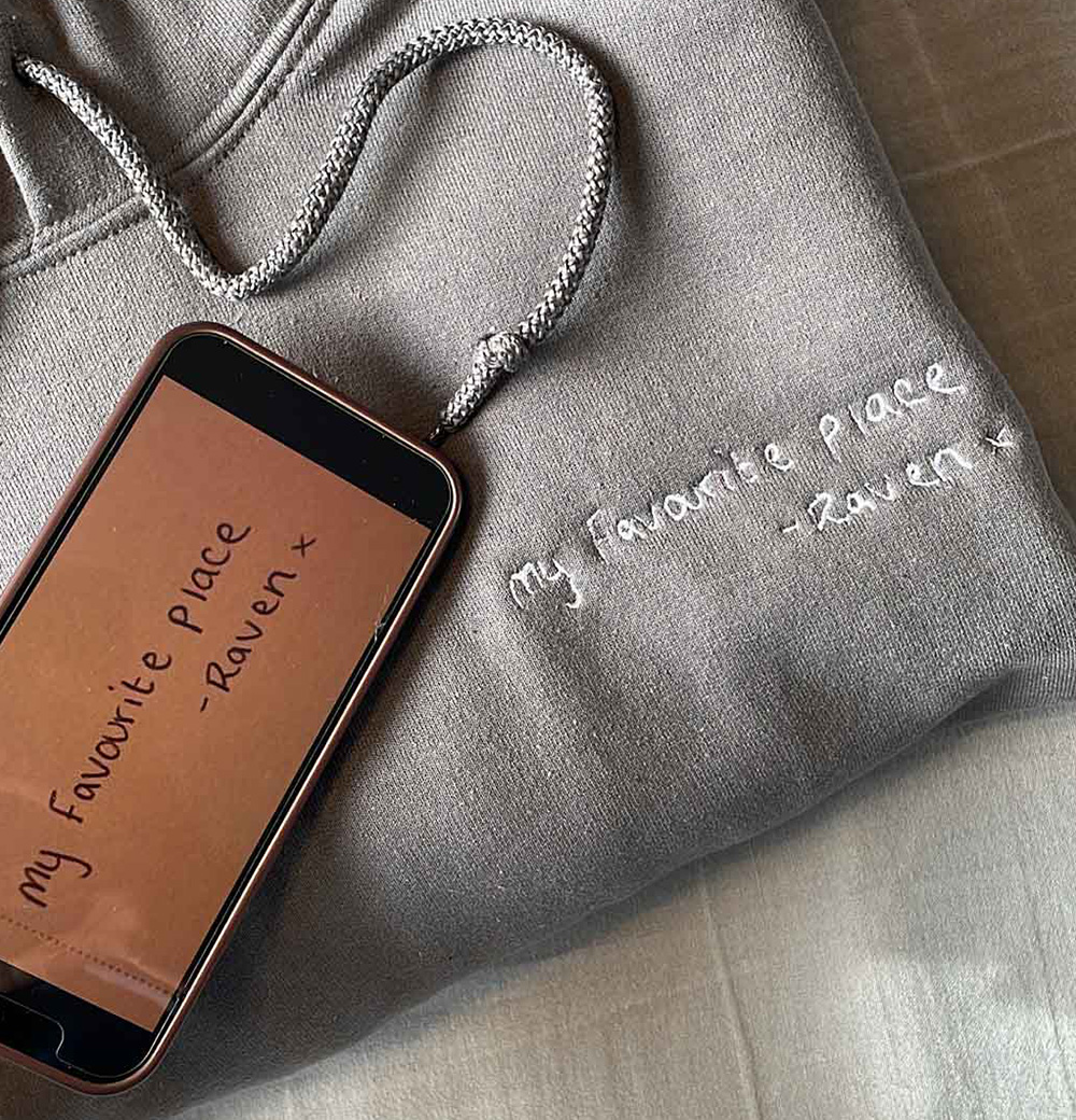 Handwriting Embroidered Hoodie Sweatshirt - Image 14