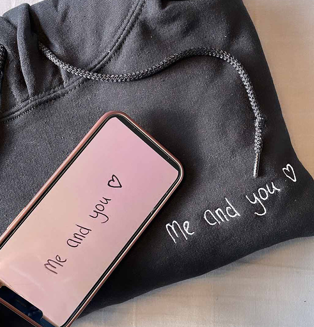 Handwriting Embroidered Hoodie Sweatshirt - Image 2
