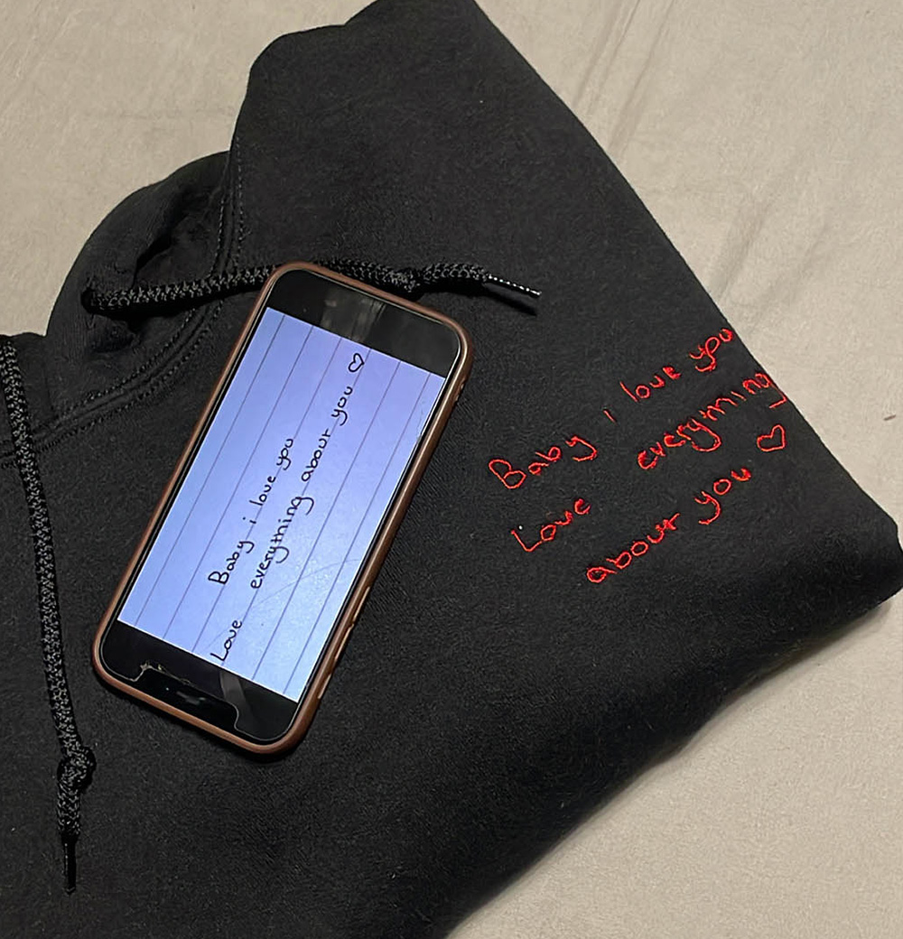 Handwriting Embroidered Hoodie Sweatshirt - Image 3