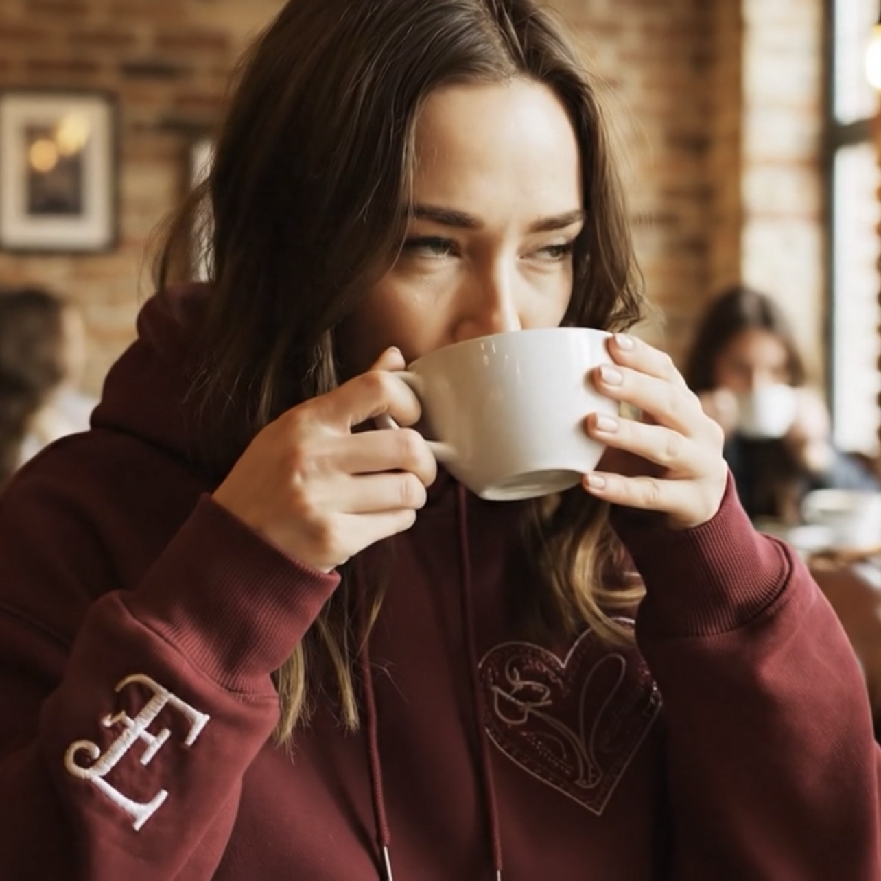 Personalised Valentines gifts for him Custom embroidered hoodies Matching couples sweatshirts Initial on sleeve hoodie - Image 2