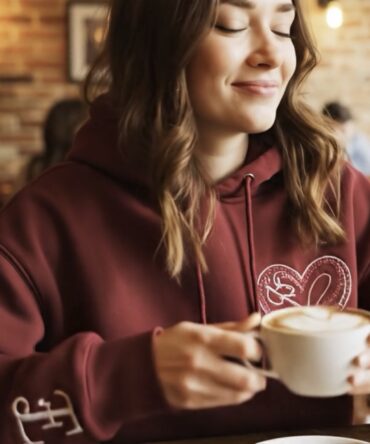 Personalised Valentines gifts for him Custom embroidered hoodies Matching couples sweatshirts Initial on sleeve hoodie