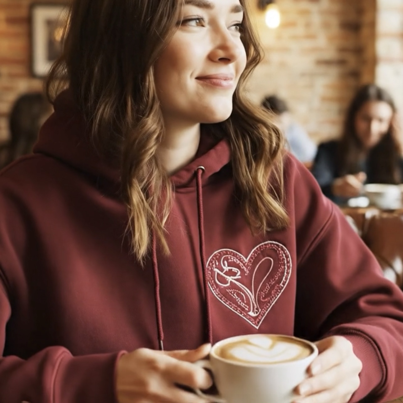 Personalised Valentines gifts for him Custom embroidered hoodies Matching couples sweatshirts Initial on sleeve hoodie - Image 4