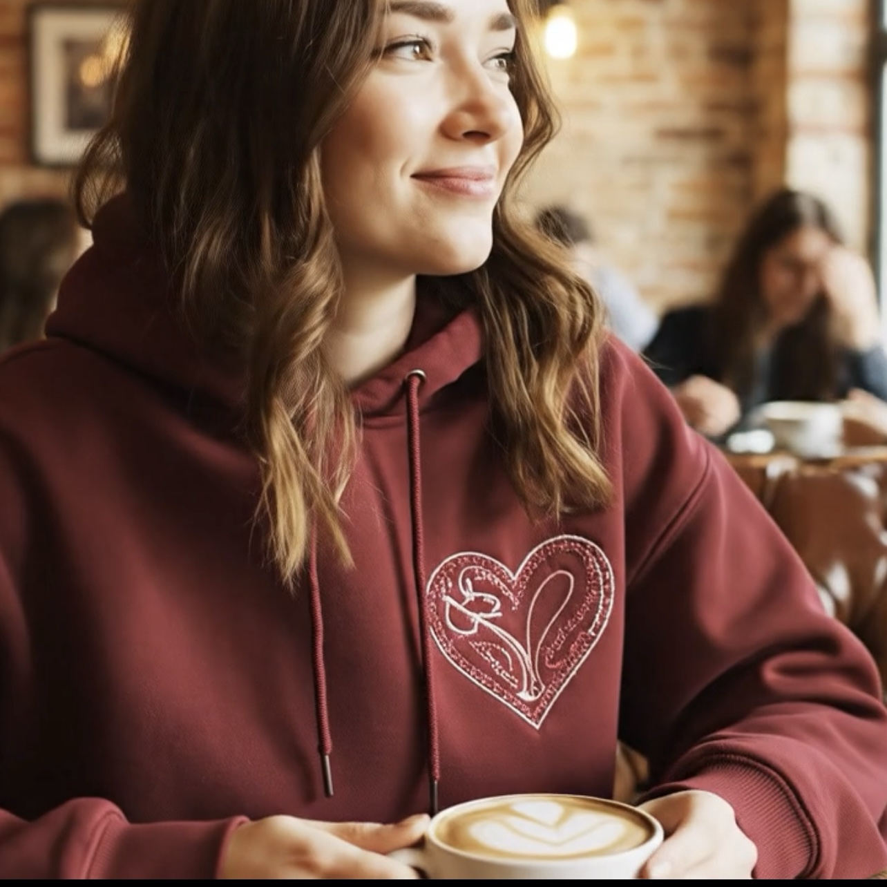 Personalised Valentines gifts for him Custom embroidered hoodies Matching couples sweatshirts Initial on sleeve hoodie - Image 5