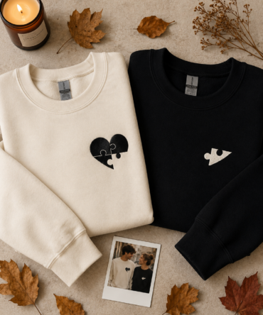Matching Couple Hoodies Personalised Puzzle Heart