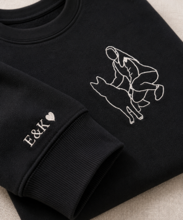 Personalised Photo Outline Embroidered Sweatshirt Custom Photo Embroidery Jumper Photo to Embroidery Gift UK