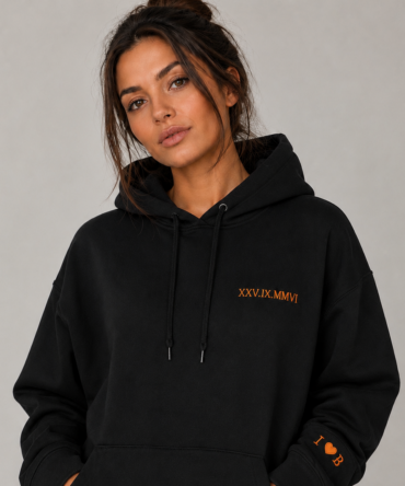 Personalised Roman Numeral Hoodie Custom Date Embroidered Hoodie with Initials